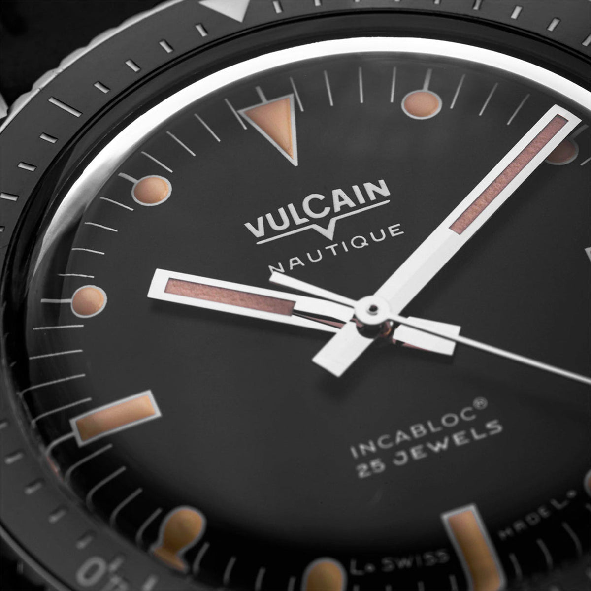 VULCAIN Skindiver Nautique - Black with Khaki Brown Lum 660170A07.BHM286 - Lam Workshop
