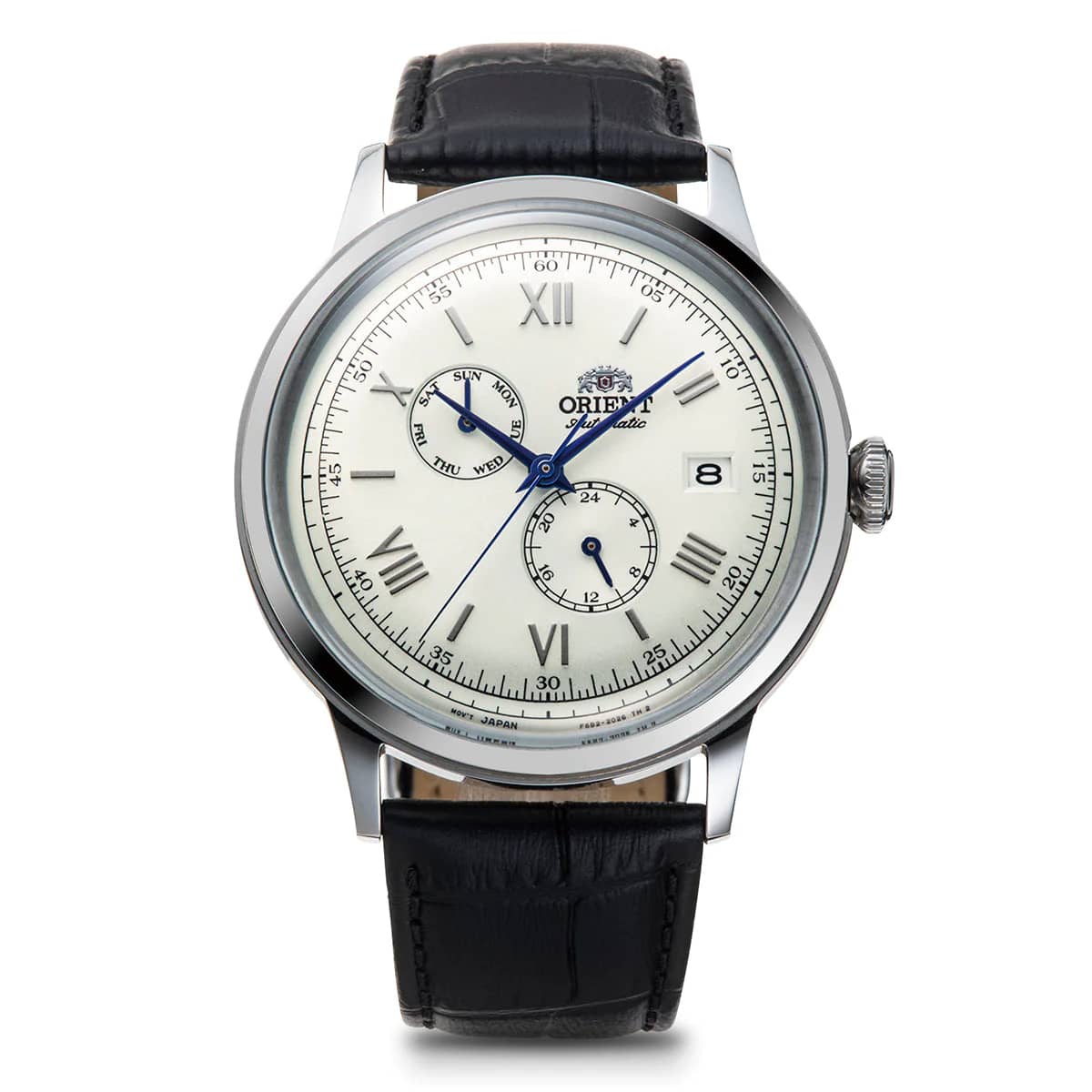 ORIENT Bambino Date Day White Dial Leather Strap Watch RA-AK0701S 