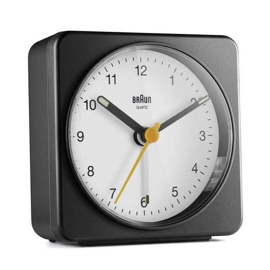 BRAUN Classic Analogue Alarm Clock Black & white BC03BW