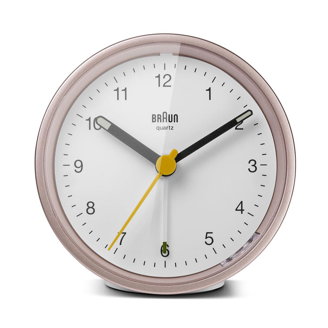 BRAUN Classic Analogue Alarm Clock Rose & white BC12PW