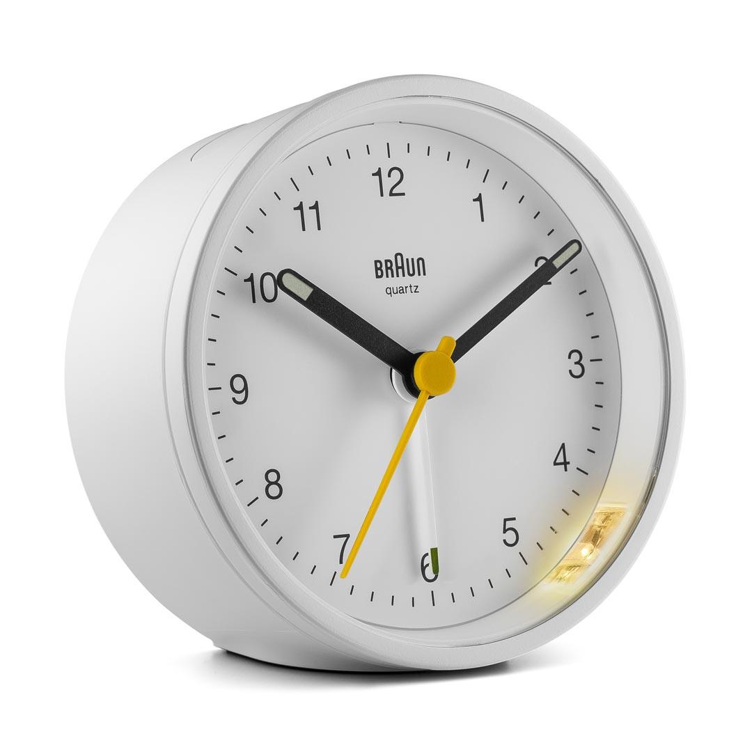 BRAUN Classic Analogue Alarm Clock White BC12W