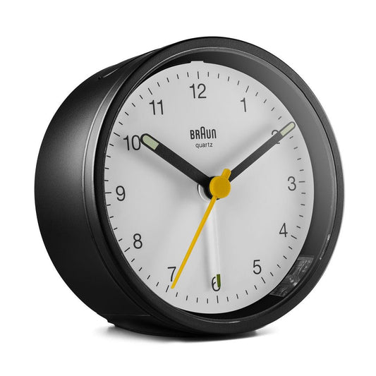 BRAUN Classic Analogue Alarm Clock Black & White BC12BW - Lam Workshop