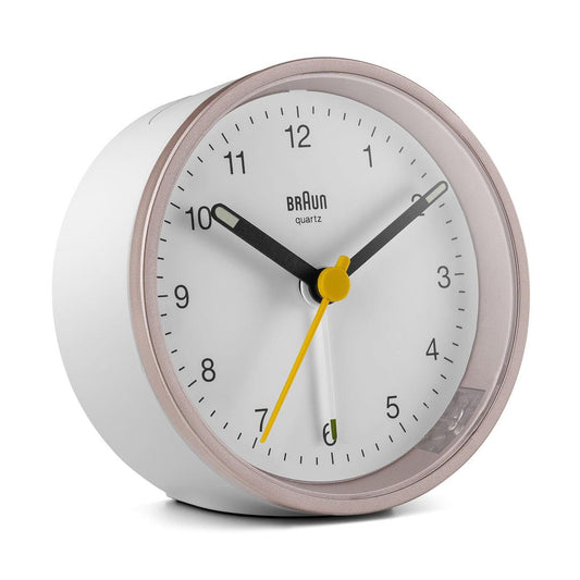 BRAUN Classic Analogue Alarm Clock Rose & white BC12PW - Lam Workshop
