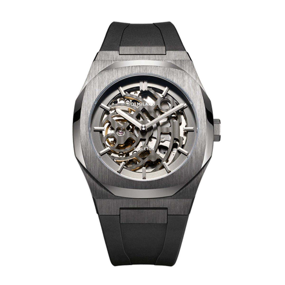 D1 MILANO Skeleton Gun Metal Rubber 41.5mm SKRJ02 - Lam Workshop