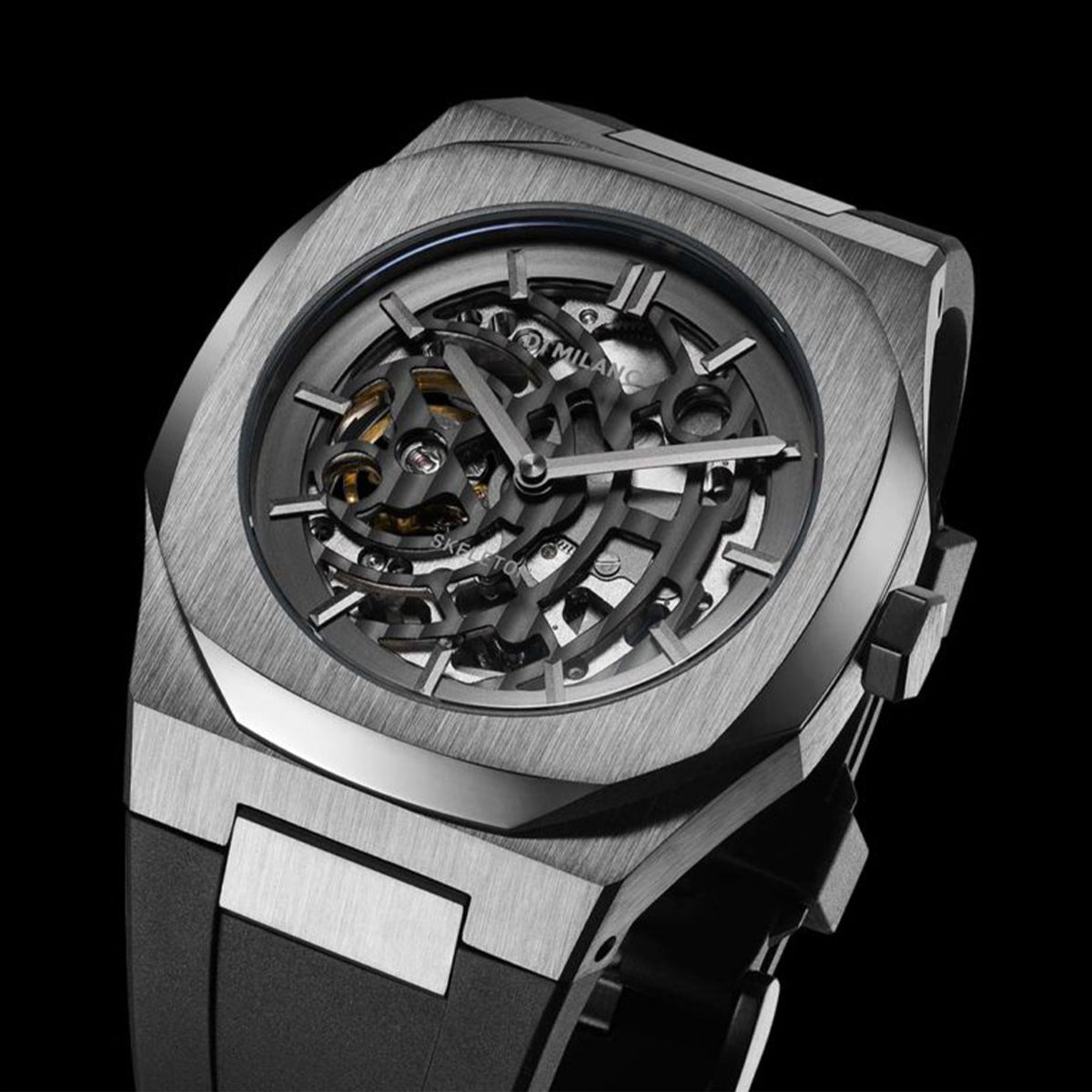D1 MILANO Skeleton Gun Metal Rubber 41.5mm SKRJ02 - Lam Workshop