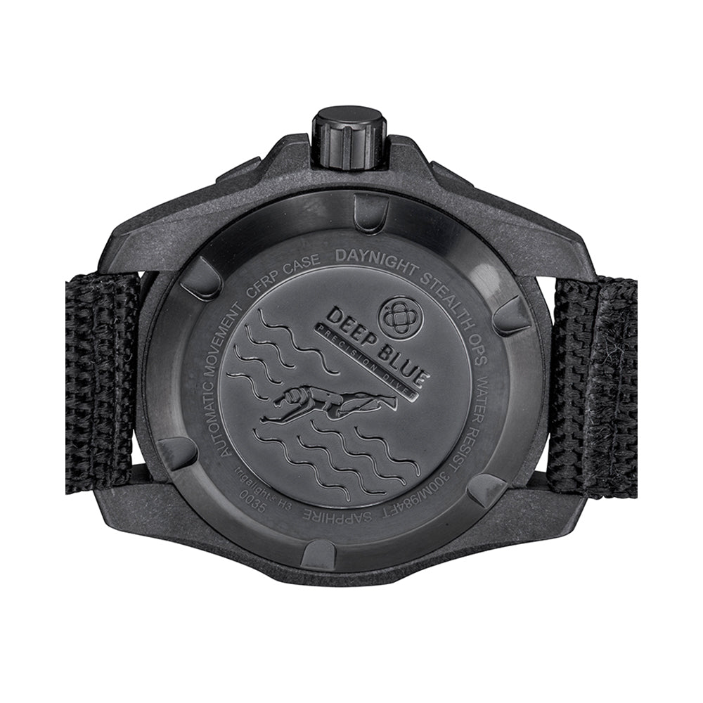 DEEP BLUE Daynight Stealth OPS Carbon Tritium Auto 44MM DB02 - BK - BL - Nato - Lam Workshop
