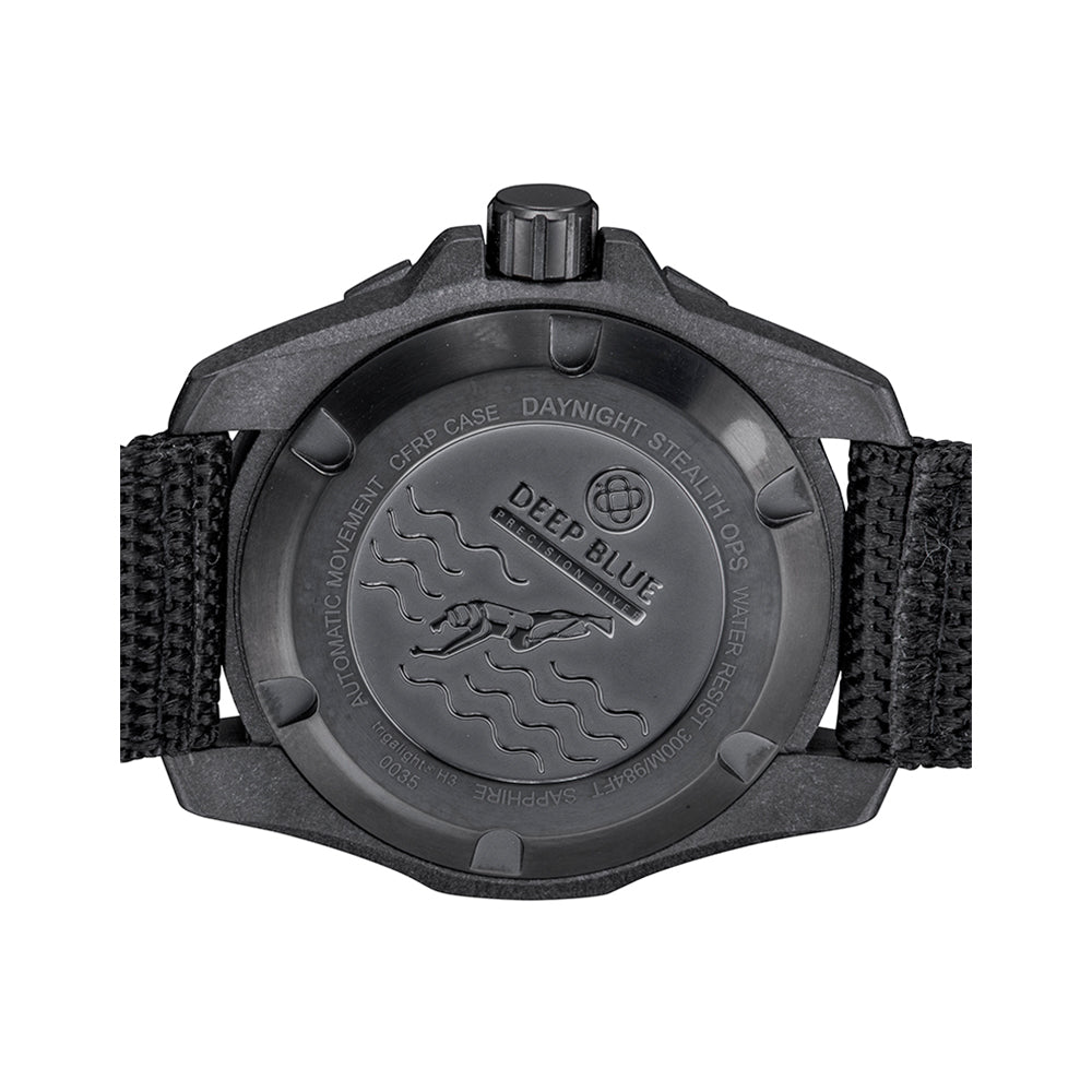 DEEP BLUE Daynight Stealth OPS Carbon Tritium Auto 44MM DB02 - BK - GN - Nato - Lam Workshop