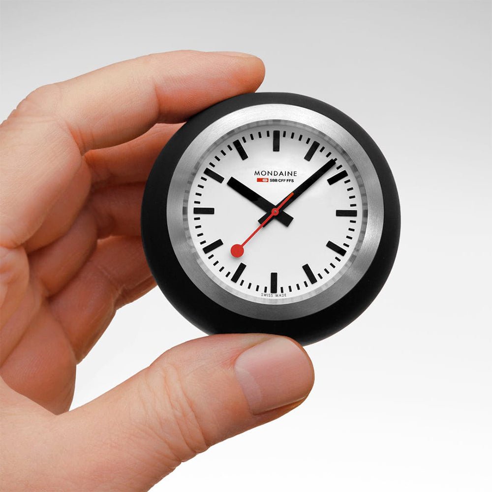 MONDAINE Black Table Globe Clock 60mm A660.30335.16SBO - Lam Workshop