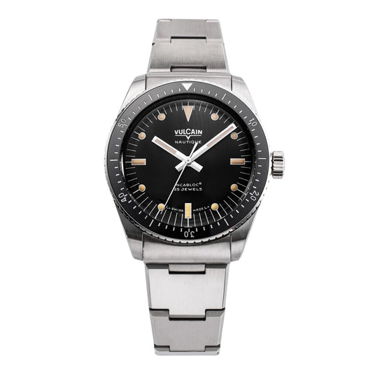 VULCAIN Skindiver Nautique - Black with Khaki Brown Lum 660170A07.BHM286 - Lam Workshop